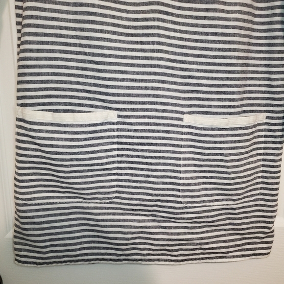 J. Crew Womens Sz XS Long Sleeve Tunic Blouse Linen Blend Striped Black White - Picture 5 of 13